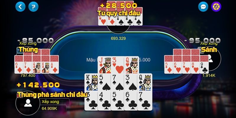 Tốc độ load Mậu Binh nhanh, thao tác mượt mà